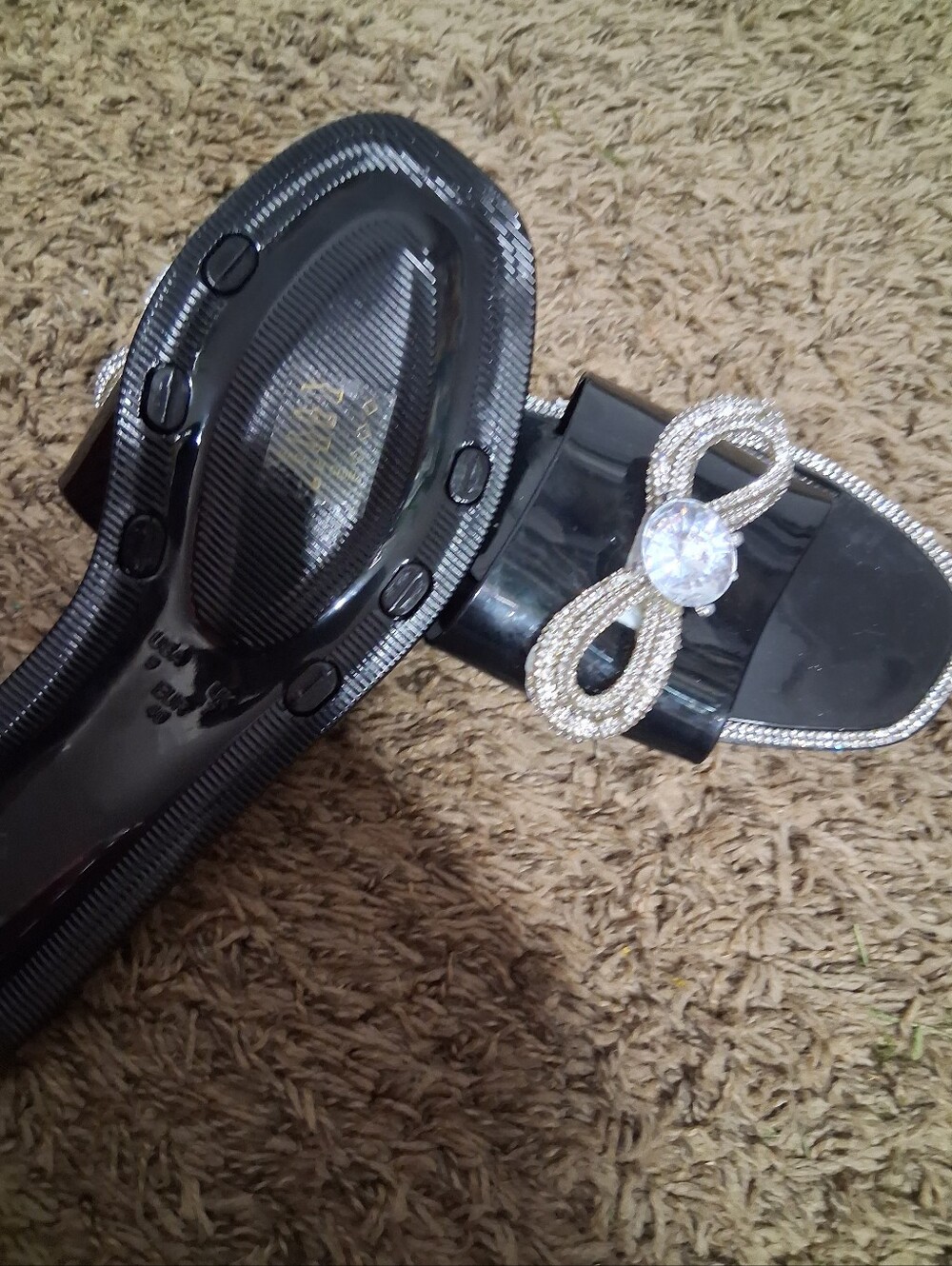 Brand New Ladies Asny Sandals Glitter With Bow Tie Embellishments